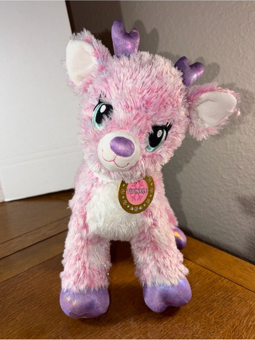 Build A Bear Twinkle 2017 Pink Reindeer Plush Stuffed Animal Deer Purple Hooves
